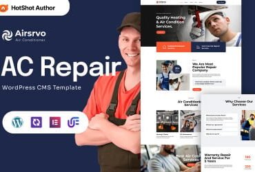 Airsrvo - Air Conditioning Repair and Heating WordPress Elementor Theme