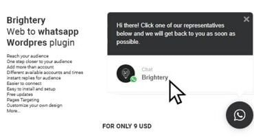 Brightery Web To WhatsApp Wordpress Plugin