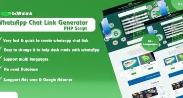 bcWalink - WhatsApp Chat Link Generator PHP Script