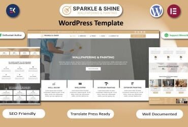 Sparkle & Shine â€“ Wallpapering & Painting Services WordPress Elementor Template