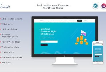 Statics - Finances Landing page with Blog Elementor WordPress Theme